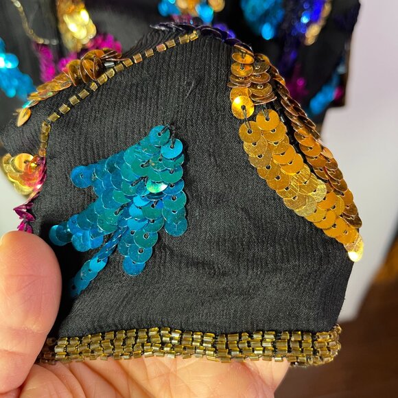Vintage Drapers & Damons Size XL Silk Jacket Sequins Beading Fancy - Picture 12 of 15